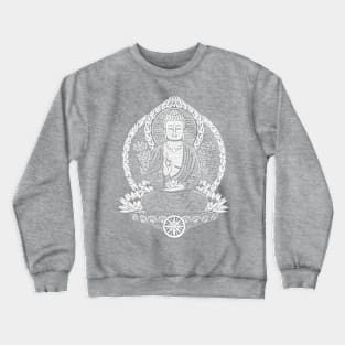 Siddhartha Gautama Buddha White Halftone Crewneck Sweatshirt